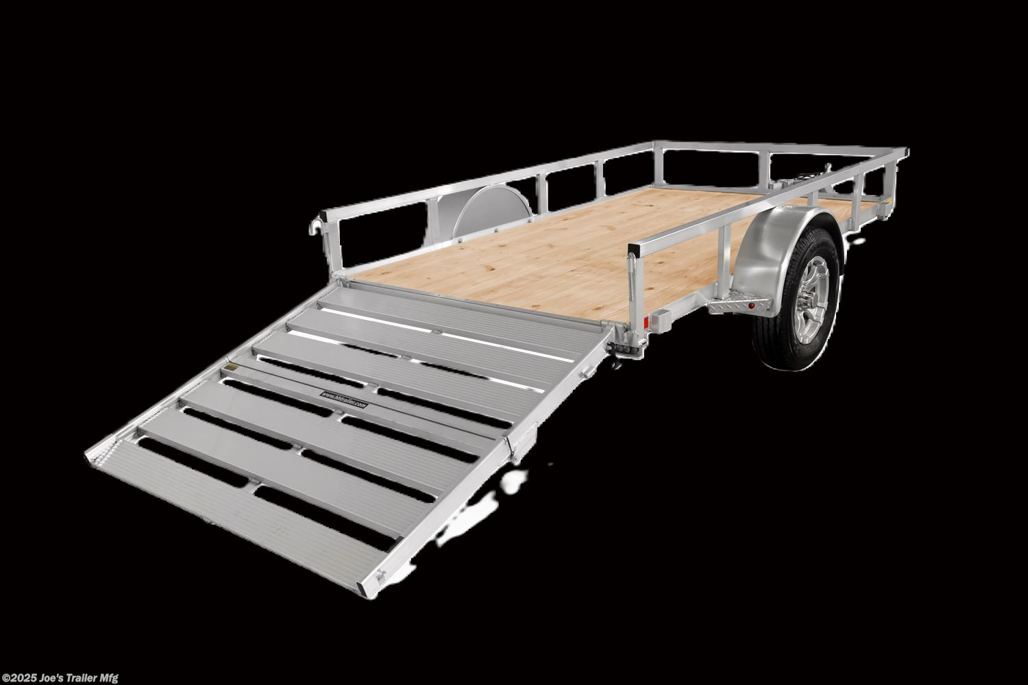 H & H 6 X 12 Aluminum Rail Side, 3 X 2 Angle Aluminum Extrusion Frame, Aluminum Extrusion Tube Upright Sides, 2 x 2 Tube Top Rail, Aluminum Triple Tube Tongue, Treated Wood Deck, 15" Aluminum Wheels, 15" Radial Tires, A-Frame Posi-lock Coupler, Dual Safety Chains & Hooks, Swivel Jack with Caster Wheel, LED Lighting, Sealed Wiring Harness, Aluminum Stake Pockets, 54" Bi-Fold Gate, Load Angle & Ramp Length, Load Angle: 17°, Ramp Length: 58" (Measured from ramp pivot point), Aluminum Extrusion Tube, Aluminum Rail Side, Aluminum Trailer Components, Trailer Decking, Aluminum Wheels and Tires, Radial Trailer Tires, A-Frame Coupler, Safety Chains and Hooks, Swivel Trailer Jack, LED Trailer Lights, Sealed Trailer Wiring, Bi-Fold Trailer Gate, Trailer Ramp Length, Aluminum Extrusion Frame, Trailer Load Angle, Heavy Duty Aluminum Components