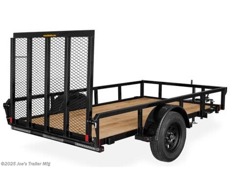 H&H 6'4"X12' RS Utility Trailer, 3" x 2" x 3/16" Steel Angle Frame, Single Axle Trailer Frame, 3" x 2" x 3/16" Steel Angle Crossmembers, 4" Steel Channel Tongue, 2" x 1-1/2" Steel Tube Uprights, 2" x 2" Steel Tube Top Rail, 2" A-Frame Posi-Lock Coupler, Single Axle Coupler, Dual Safety Chains and Hooks, 4-Prong Plug, Single Axle Wiring Harness, Enclosed Sealed Wiring Harness, 2k Rated Setback Jack with Foot, 50" Tall Spring Assisted Gate, Grab Handle, Radius Tread Plate Fenders, Single Axle Suspension, 2990 lb. GVWR, Easy Lube Hubs, ST205/75R15 'C' Tires, 15" Black Steel Wheels, High Gloss Powder Coat Finish, 2 x 8 Pressure Treated Pine Decking, Welded Front Board Retainer, Rear End Board Cap, Stake Pockets, No Brakes, Spare Tire Mount, Full LED Lighting, DOT Compliant Trailer Lighting, Utility Trailer Features, Heavy-Duty Trailer Components, Reliable Utility Trailer, Durable Trailer Design, Versatile Utility Trailer, Off-Road Utility Trailer, Trailer with Easy Lube Hubs, Utility Trail