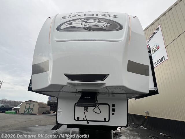 2026 Forest River Sabre 37FLH - New Fifth Wheel For Sale by Delmarva RV Center (Milford North) in Milford North, Delaware features Insulated, Solar Panels, Water Heater, Power Roof Vent, Fireplace