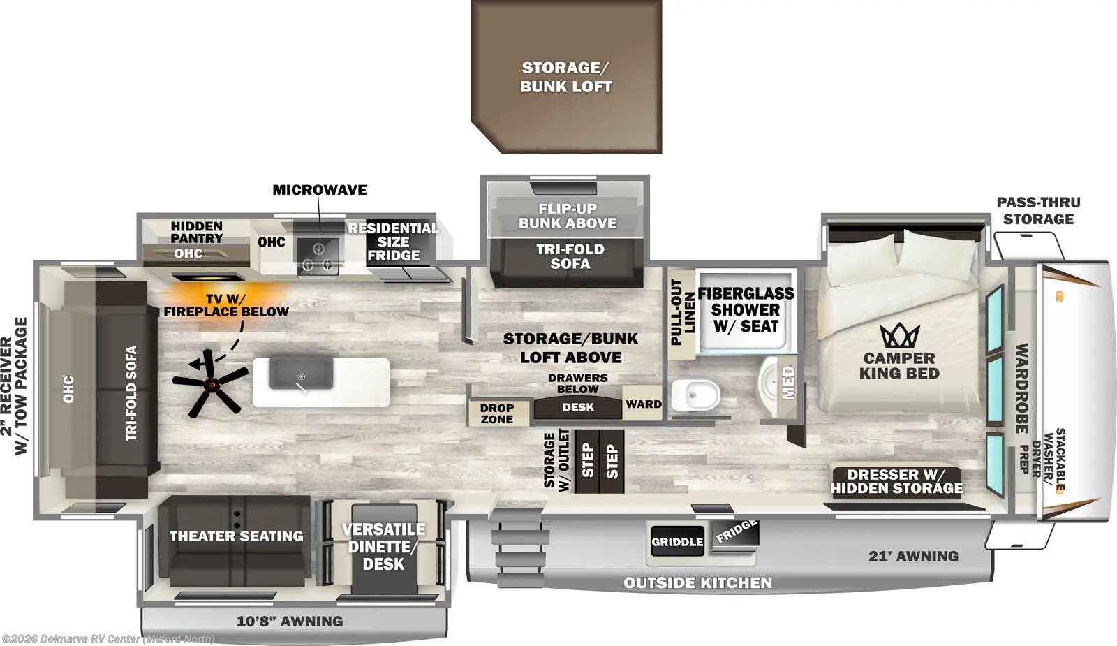 Floorplan of 2026 Forest River Sabre 36FLX