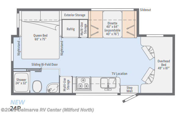 Floorplan of 2020 Winnebago Vita 24P
