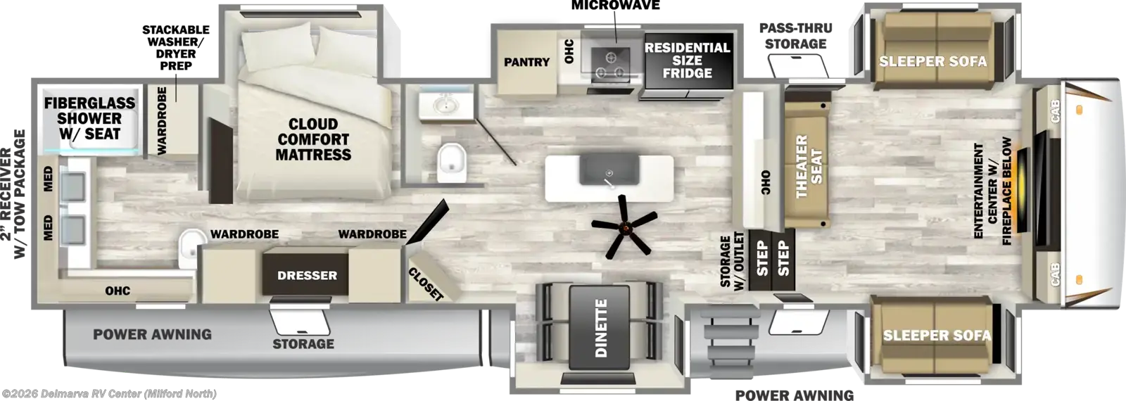 Floorplan of 2027 Forest River Sabre 37FLH