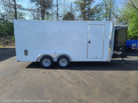 7&amp;#8217; wide x 16&amp;#8217; long x 6&amp;#8217;3&quot; tall&lt;br&gt;- (2) 3500lb axles with 4 wheel electric brakes&lt;br&gt;- Aluminum wheels included&lt;br&gt;- 7000 GVWR&lt;br&gt;- Payload capacity is approximately: 4760lbs&lt;br&gt;- Spring assisted rear ramp door with ramp extension&lt;br&gt;- Opening door height is approximately: 6&#39;10&quot;&lt;br&gt;- 32&amp;#8221; RV style curbside entrance door&lt;br&gt;- Slope Wedge design&lt;br&gt;- 16&amp;#8217; of box plus the wedge&lt;br&gt;- Aluminum exterior is .030 thickness&lt;br&gt;- SEMI SCREWLESS EXTERIOR&lt;br&gt;- 15&quot; Radial tires&lt;br&gt;- Roof vent is pre braced and wired for a future A/C.&lt;br&gt;- Insulated thermo cool ceiling liner inside&lt;br&gt;- (2) Upgraded super bright led interior lights&lt;br&gt;- ALUMINUM 2-way side flow vents - Lots of extra LED exterior lights&lt;br&gt;- 3 year warranty&lt;br&gt;&lt;br&gt;* HD FRAMING *&lt;br&gt;- 16&amp;#8221; on all centers: (floor cross members, wall uprights, and roof cross bracing)&lt;br&gt;- Box tube construction framing on everything: (main frame, floor cross members, wall uprights, and roof cross bracing)&lt;br&gt;- Triple tube extended A-frame (tongue)&lt;br&gt;- MUCH, MUCH, MORE! http://www.trailer-mart.com/--xInventoryDetail?id=11915346
