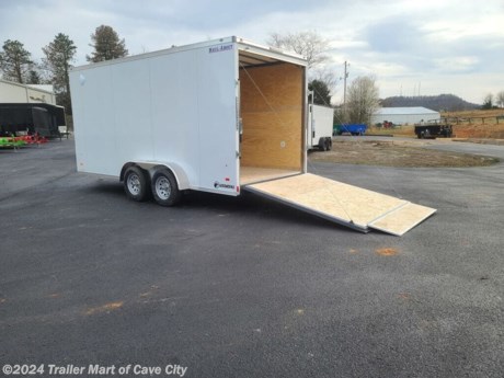 7&amp;#8217; wide x 16&amp;#8217; long x 7&#39;interior height&lt;br&gt;- (2) 3500lb axles with 4 wheel electric brakes&lt;br&gt;- 7000 GVWR&lt;br&gt;- Payload capacity is approximately: 4494lbs&lt;br&gt;- Spring assisted rear ramp door with ramp extension&lt;br&gt;- Sloped v-nose&lt;br&gt;- 16&amp;#8217; of box plus the v-nose&lt;br&gt;- Aluminum exterior is .030 thickness&lt;br&gt;- Full Screwless Exterior&lt;br&gt;- 15&quot; Radial tires&lt;br&gt;- Roof vent&lt;br&gt;- Insulated thermo cool ceiling liner inside&lt;br&gt;- 3/8&quot; plywood interior walls&lt;br&gt;- Advantech flooring (weatherproof)&lt;br&gt;- LED dome light w/wall switch&lt;br&gt;- 4 D-Rings in floor&lt;br&gt;- 3 year warranty&lt;br&gt;&lt;br&gt;* HD FRAMING *&lt;br&gt;- 16&amp;#8221; on all centers: (floor cross members, wall uprights, and roof cross bracing)&lt;br&gt;- Box tube construction framing on everything: (main frame, floor cross members, wall uprights, and roof cross bracing) http://www.trailer-mart.com/--xInventoryDetail?id=11915915