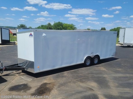 8.5&amp;#8217; wide x 24&amp;#8217; long x 7&#39; interior height&lt;br&gt;- (2) 5200lb axles with 4 wheel electric brakes&lt;br&gt;- 9990 GVWR&lt;br&gt;- Payload capacity is approximately: 6192lb&lt;br&gt;- Spring assisted rear ramp door with ramp extension&lt;br&gt;- 32&amp;#8221; curbside entrance door&lt;br&gt;- 24&amp;#8217; of box plus the v-nose&lt;br&gt;- Aluminum exterior is .030 thickness&lt;br&gt;- Full Screwless Exterior&lt;br&gt;- 15&quot; Radial tires&lt;br&gt;- Insulated thermo cool ceiling liner inside&lt;br&gt;- 3/8&quot; plywood interior walls&lt;br&gt;- Advantech flooring (weatherproof)&lt;br&gt;- LED dome light w/wall switch&lt;br&gt;- Side flow vents&lt;br&gt;- 4 D-Rings in floor&lt;br&gt;- 3 year warranty&lt;br&gt;&lt;br&gt;* HD FRAMING *&lt;br&gt;- 16&amp;#8221; on all centers: (floor cross members, wall uprights, and roof cross bracing)&lt;br&gt;- Box tube construction framing on everything: (main frame, floor cross members, wall uprights, and roof cross bracing) http://www.trailer-mart.com/--xInventoryDetail?id=11916318