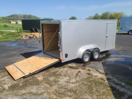 7&#39; wide x 16&#39; long x 6&#39;3&quot; interior height&lt;br&gt;-7000GVWR&lt;br&gt;-Payload capacity is approximately: 4800lbs.&lt;br&gt;-Spring assisted rear ramp door&lt;br&gt;16&#39; of box plus the v-nose&lt;br&gt;-Polycore exterior is .080 thickness&lt;br&gt;-Full Screwless Exterior&lt;br&gt;-Blackout Package&lt;br&gt;-15&quot; radial tires&lt;br&gt;-Insulated thermo cool ceiling liner inside&lt;br&gt;-3/8&quot; plywood interior walls&lt;br&gt;-LED lighting&lt;br&gt;-4&#39; Interior Light&lt;br&gt;-32&quot;x68&quot; RV Door&lt;br&gt;&lt;br&gt;* HD FRAMING *&lt;br&gt;- 16&amp;#8221; on all centers: (floor cross members, wall uprights)&lt;br&gt;- Box tube construction framing on everything: (main frame, floor cross members, wall uprights) http://www.trailer-mart.com/--xInventoryDetail?id=12032381