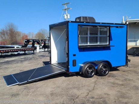 7&amp;#8217; wide x 12&amp;#8217; long x 7&#39; tall&lt;br&gt;- (2) 3500 axles with 4 wheel electric brakes&lt;br&gt;- 7000GVWR&lt;br&gt;- Payload capacity is approximately:5050lbs&lt;br&gt;- Spring assisted rear ramp door with ramp extension&lt;br&gt;- 32&amp;#8221; Driverside RV style entrance door&lt;br&gt;- 72&quot;x36&quot; Concession Door W/Glass and Screen&lt;br&gt;- Polycore exterior is .080 thickness&lt;br&gt;- FULL SCREWLESS EXTERIOR&lt;br&gt;-15&quot; Radial tires&lt;br&gt;- 13.500 BTU AC W/Heat Strip&lt;br&gt;- Insulated thermo cool ceiling liner inside&lt;br&gt;- ALUMINUM 2-way side flow vents - Lots of extra LED exterior lights&lt;br&gt;- 3 year warranty&lt;br&gt;&lt;br&gt;* HD FRAMING *&lt;br&gt;- 16&amp;#8221; on all centers: (floor cross members, wall uprights, and roof cross bracing)&lt;br&gt;- Box tube construction framing on everything: (main frame, floor cross members, wall uprights, and roof cross bracing)&lt;br&gt;- Triple tube extended A-frame (tongue)&lt;br&gt;-50 AMP Electrical Package&lt;br&gt;- MUCH, MUCH, MORE! http://www.trailer-mart.com/--xInventoryDetail?id=15265569