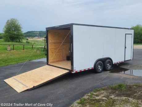 8.5&#39; wide x 20&#39; long x 7&#39;interior height&lt;br&gt;-99900GVWR&lt;br&gt;-Payload capacity is approximately: 6390lbs&lt;br&gt;-Spring assisted rear ramp door&lt;br&gt;-20&#39; of box plus the v-nose&lt;br&gt;-Aluminum exterior is .080 thickness&lt;br&gt;-Full Screwless Exterior&lt;br&gt;-Blackout Package&lt;br&gt;-15&quot; radial tires&lt;br&gt;-Insulated thermo cool ceiling liner inside&lt;br&gt;-3/8&quot; plywood interior walls&lt;br&gt;-LED lighting&lt;br&gt;-4&#39; Interior Light&lt;br&gt;-32&quot;x68&quot; RV Door&lt;br&gt;&lt;br&gt;* HD FRAMING *&lt;br&gt;- 16&amp;#8221; on all centers: (floor cross members, wall uprights)&lt;br&gt;- Box tube construction framing on everything: (main frame, floor cross members, wall uprights) http://www.trailer-mart.com/--xInventoryDetail?id=12076312