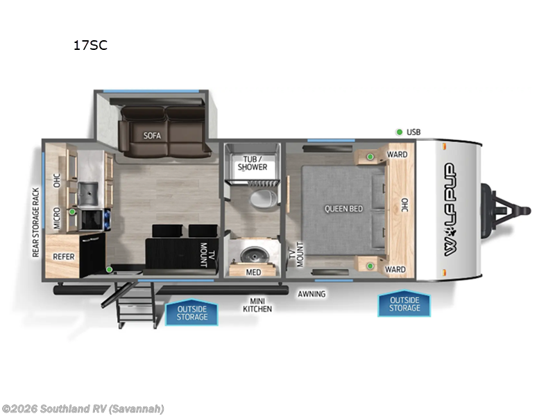 2026 Forest River Cherokee Wolf Pup 17SC - New Travel Trailer For Sale by Southland RV in Savannah, Georgia features Slideout