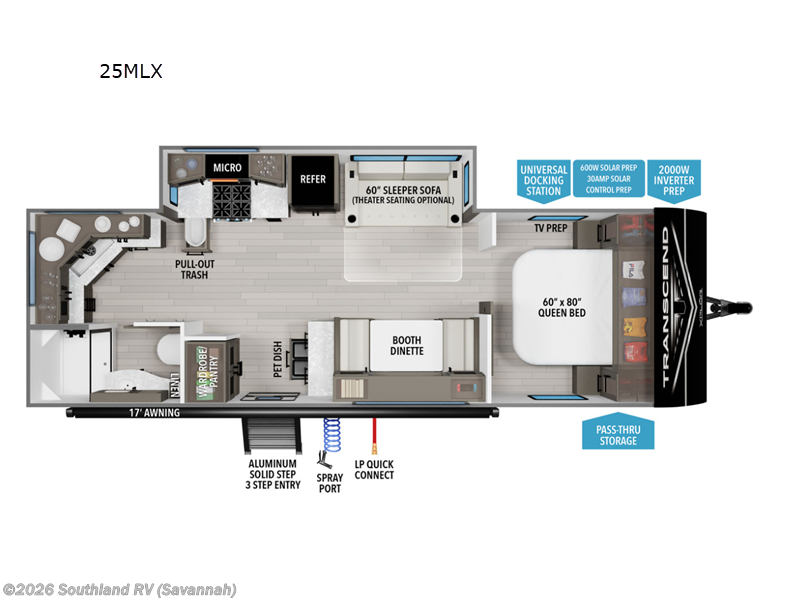 2026 Grand Design Transcend Xplor 25MLX - New Travel Trailer For Sale by Southland RV in Savannah, Georgia features Slideout