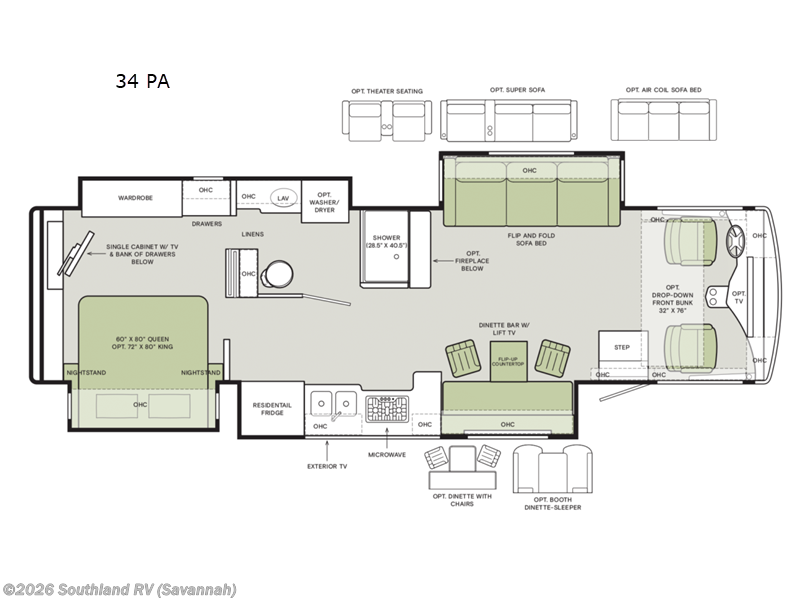 2026 Tiffin Allegro Open Road 34 PA - New Class A For Sale by Southland RV in Savannah, Georgia features Slideout