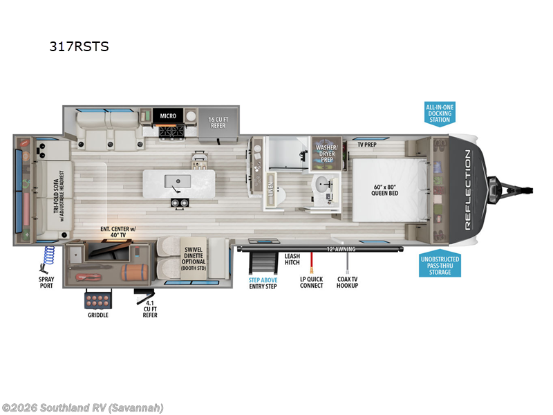 2026 Grand Design Reflection 317RSTS - New Travel Trailer For Sale by Southland RV in Savannah, Georgia features Slideout
