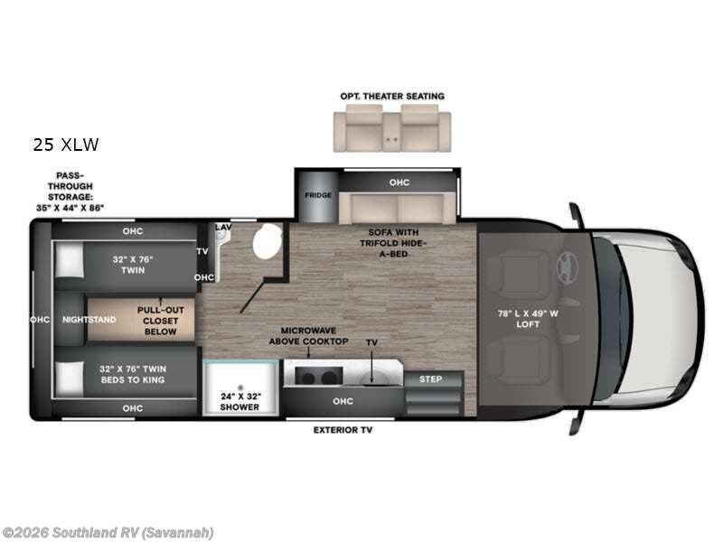 2027 Tiffin Wayfarer 25 XLW - New Class C For Sale by Southland RV in Savannah, Georgia features Slideout