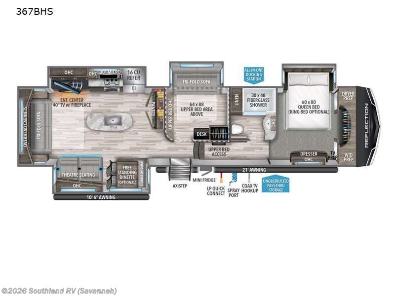2022 Grand Design Reflection 367BHS - Used Fifth Wheel For Sale by Southland RV in Savannah, Georgia features Slideout