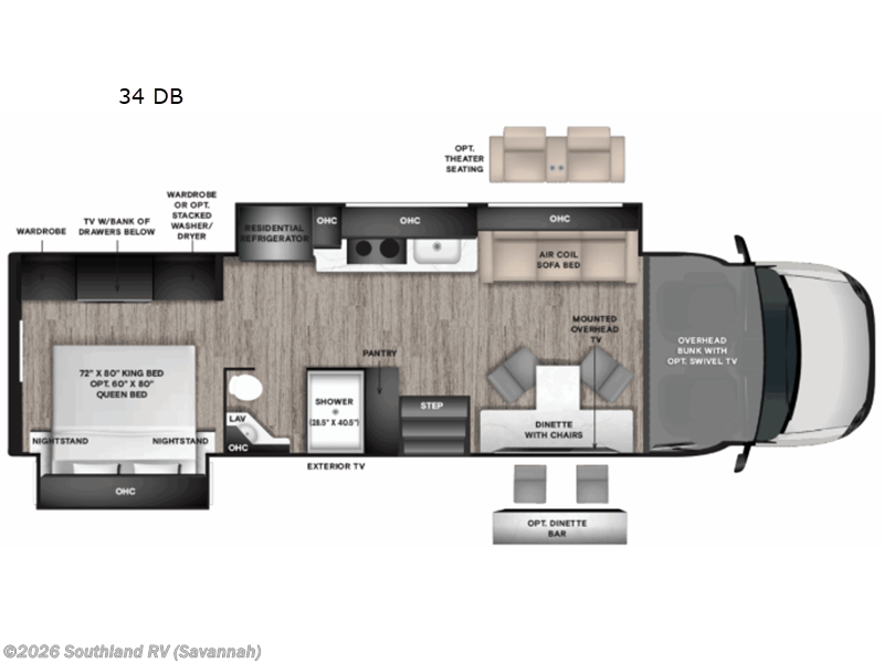 2027 Tiffin Allegro Bay 34 DB - New Super C For Sale by Southland RV in Savannah, Georgia features Slideout