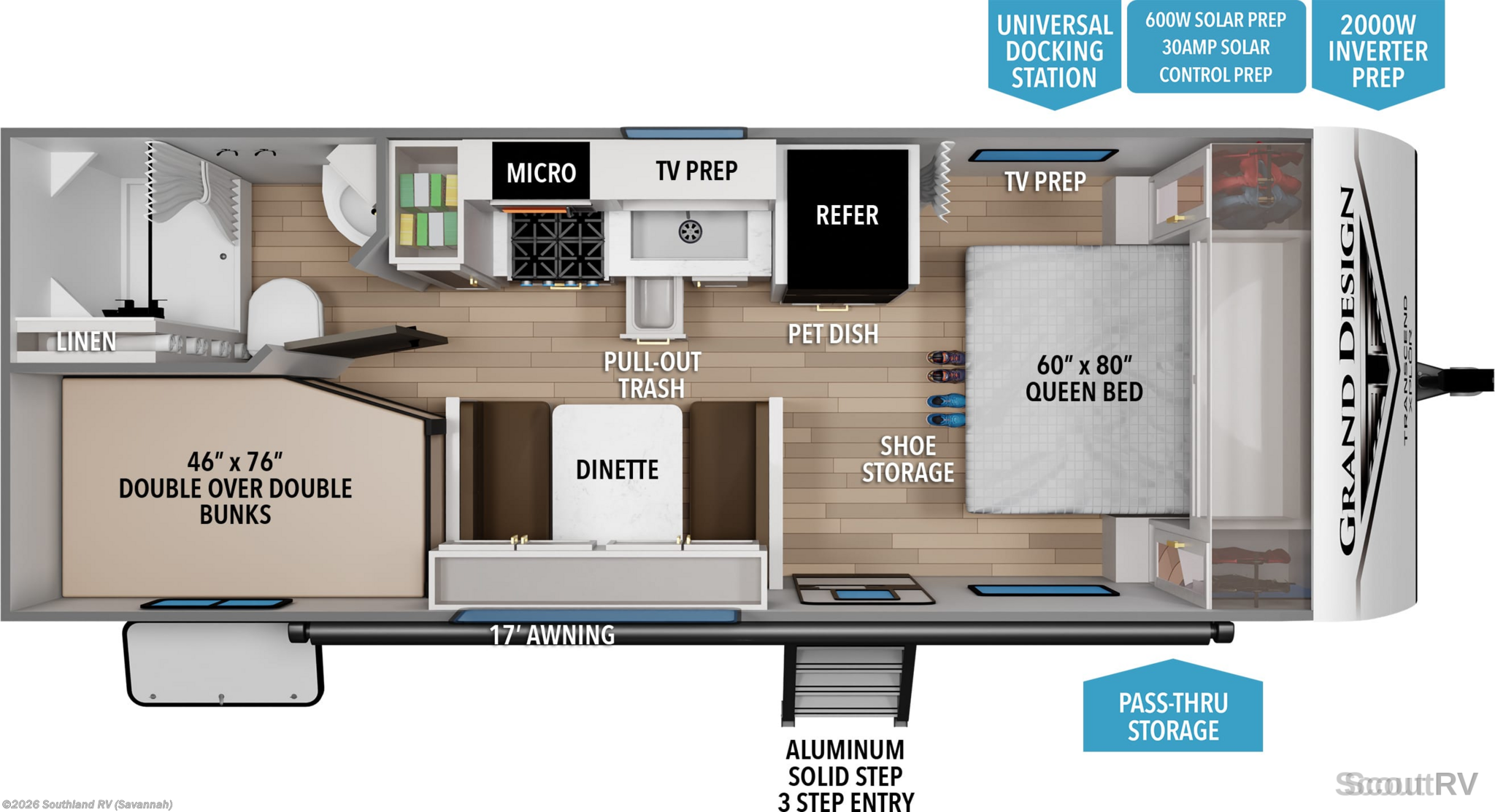 2026 Grand Design Transcend Xplor 19BHX - New Travel Trailer For Sale by Southland RV in Savannah, Georgia