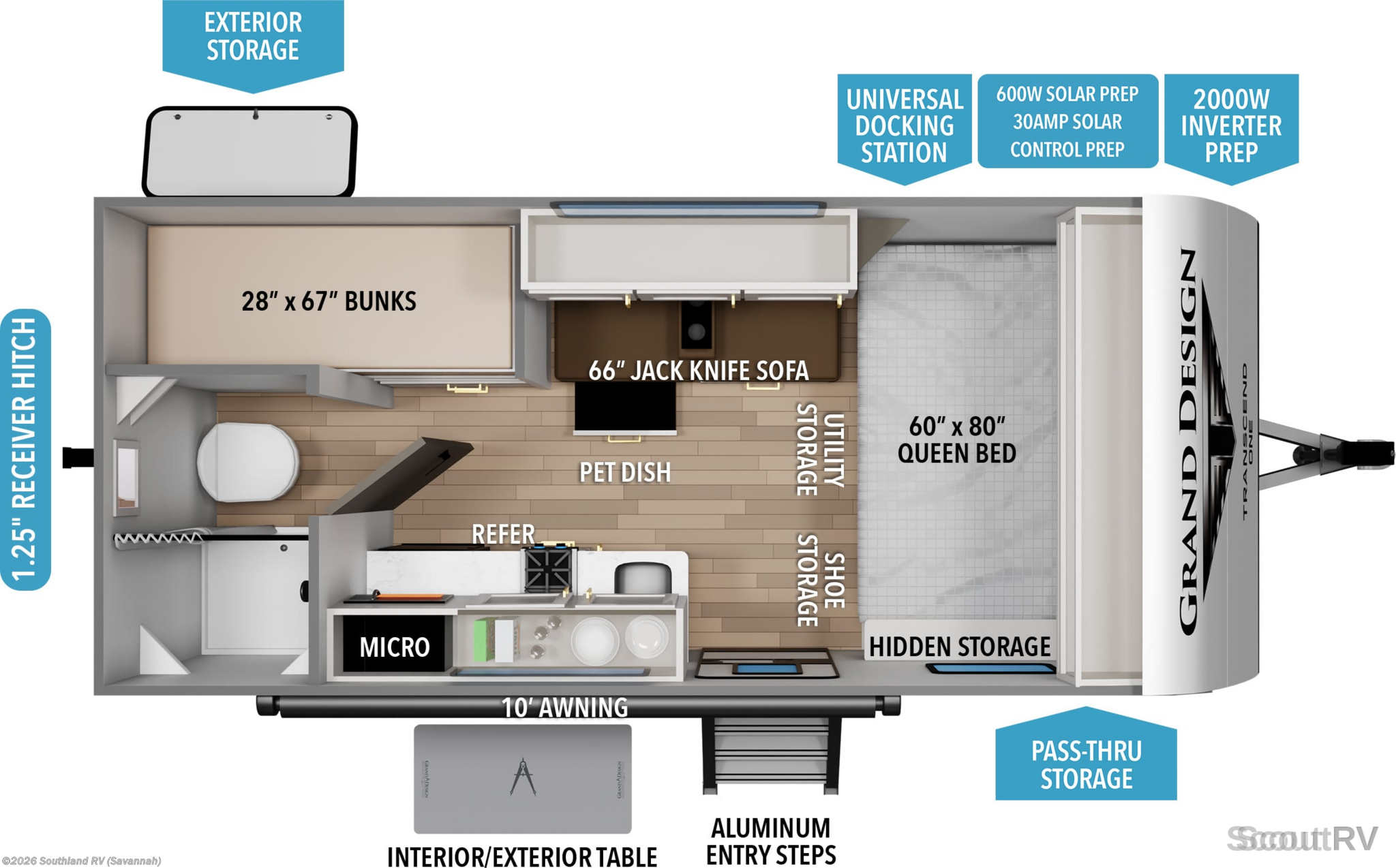 2026 Grand Design Transcend One 151BH - New Travel Trailer For Sale by Southland RV in Savannah, Georgia