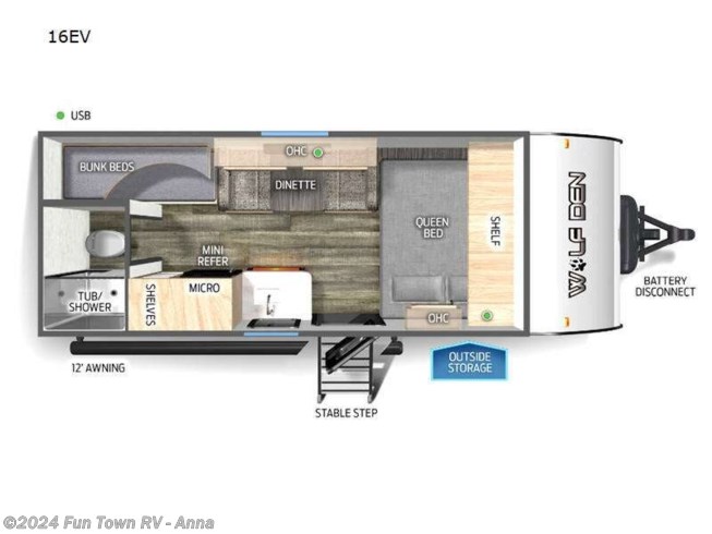 2024 Forest River Cherokee Wolf Den 16EV - New Travel Trailer For Sale by Fun Town RV - Anna in Anna, Illinois