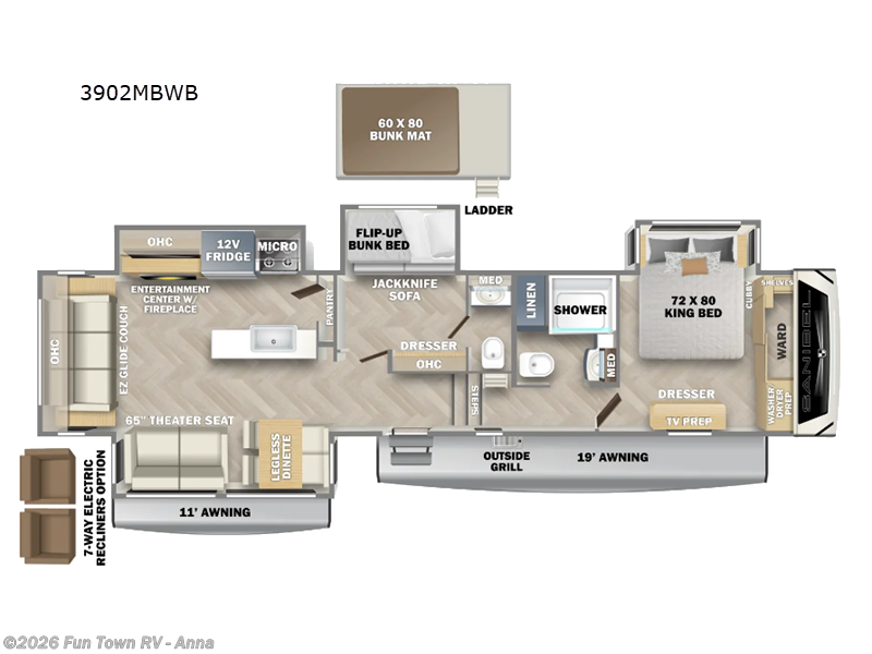 2025 Prime Time Sanibel 3902MBWB - New Fifth Wheel For Sale by Fun Town RV - Anna in Anna, Illinois features Slideout