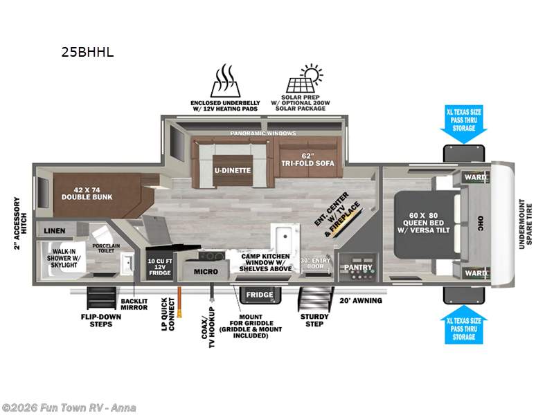 2026 Forest River Salem Hemisphere Hyper-Lyte 25BHHL - New Travel Trailer For Sale by Fun Town RV - Anna in Anna, Illinois features Slideout