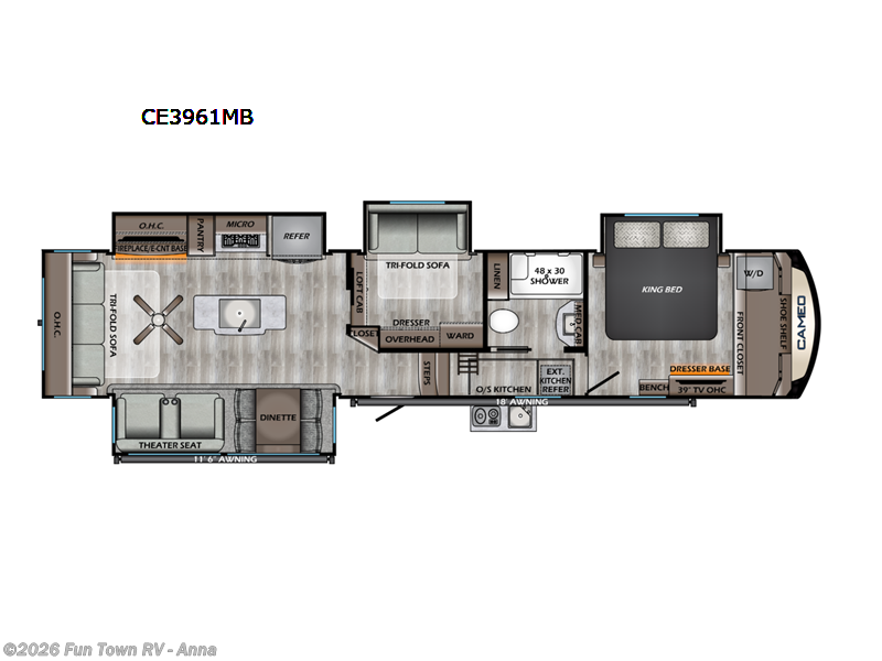 2023 CrossRoads Cameo CE3961MB - Used Fifth Wheel For Sale by Fun Town RV - Anna in Anna, Illinois features Slideout