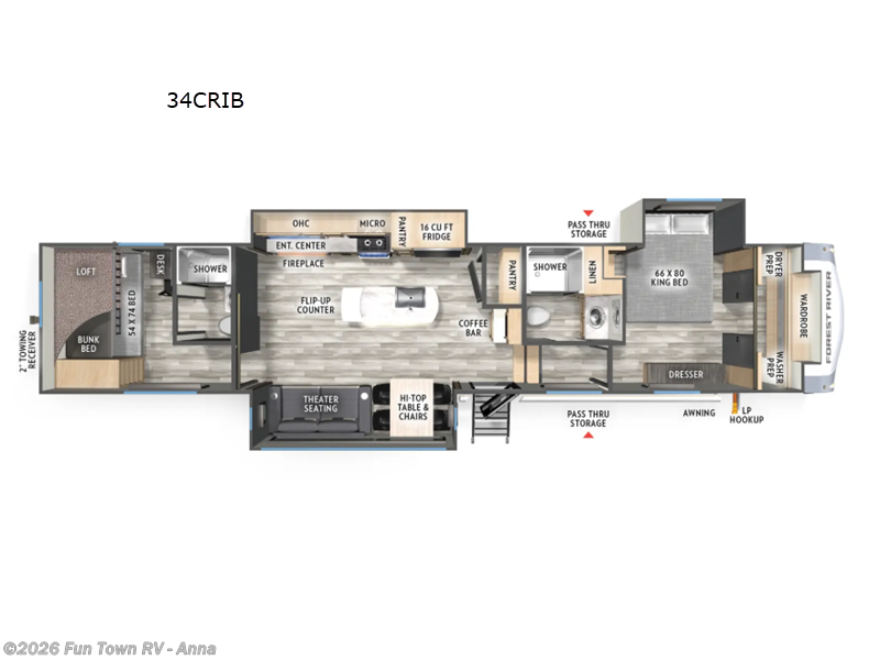 2026 Forest River Cardinal 34CRIB - New Fifth Wheel For Sale by Fun Town RV - Anna in Anna, Illinois features Slideout