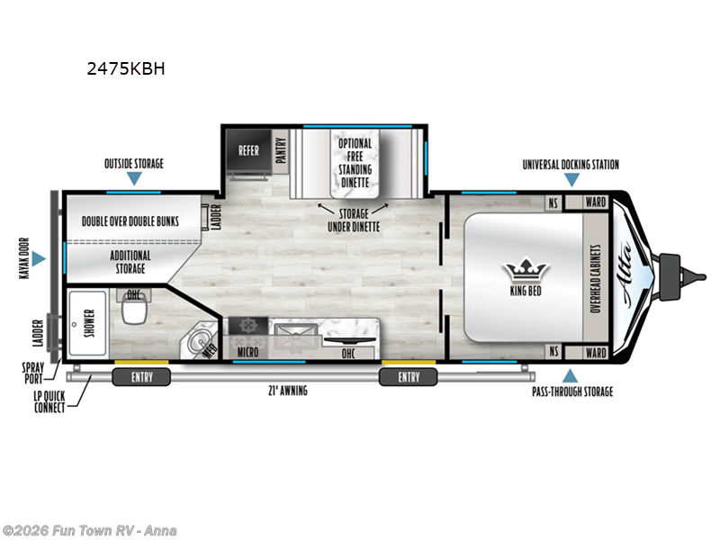 2025 East to West Alta 2475KBH - New Travel Trailer For Sale by Fun Town RV - Anna in Anna, Illinois features Slideout