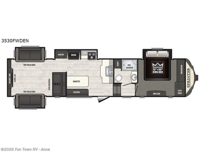 2018 Keystone Sprinter 3530FWDEN - Used Fifth Wheel For Sale by Fun Town RV - Anna in Anna, Illinois features Slideout
