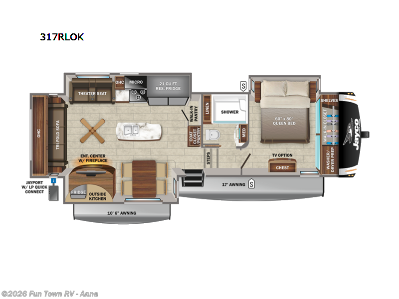 2022 Jayco Eagle 317RLOK - Used Fifth Wheel For Sale by Fun Town RV - Anna in Anna, Illinois features Slideout