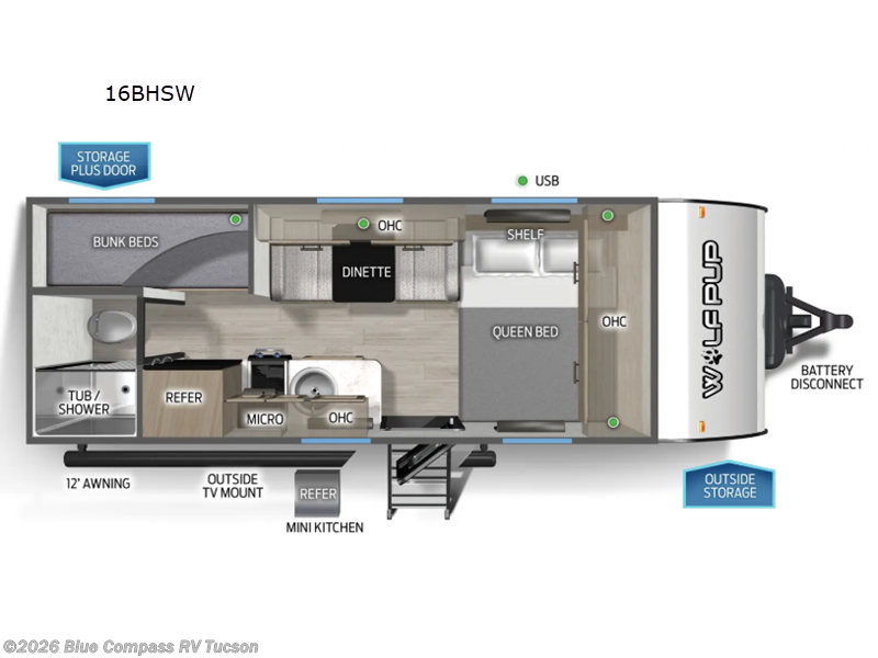 2026 Forest River Cherokee Wolf Pup 16BHSW - New Travel Trailer For Sale by Blue Compass RV Tucson in Tucson, Arizona