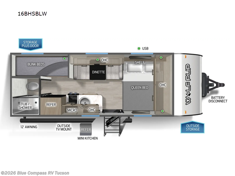 2026 Forest River Cherokee Wolf Pup Black Label 16BHSBLW - New Travel Trailer For Sale by Blue Compass RV Tucson in Tucson, Arizona