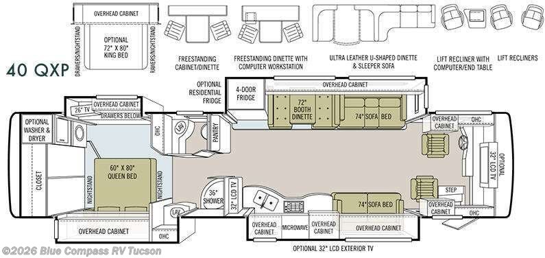 2010 Tiffin Allegro Bus 40 QXP - Used Class A For Sale by Blue Compass RV Tucson in Tucson, Arizona features Slideout