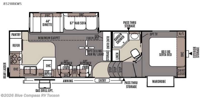 2015 Forest River Flagstaff Classic Super Lite 8528RKWS - Used Fifth Wheel For Sale by Blue Compass RV Tucson in Tucson, Arizona features Slideout
