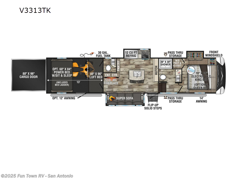 2023 K-Z Venom V-Series V3313TK - Used Toy Hauler For Sale by Fun Town RV - San Antonio in Cibolo, Texas features Slideout