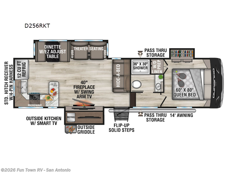 2026 K-Z Durango Half-Ton D256RKT - New Fifth Wheel For Sale by Fun Town RV - San Antonio in Cibolo, Texas features Slideout
