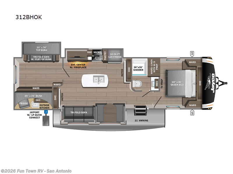 2024 Jayco Eagle 312BHOK - Used Travel Trailer For Sale by Fun Town RV - San Antonio in Cibolo, Texas features Slideout