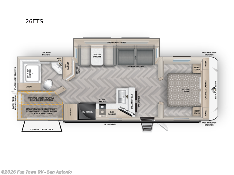2025 Ember RV E-Series 26ETS - New Travel Trailer For Sale by Fun Town RV - San Antonio in Cibolo, Texas features Slideout