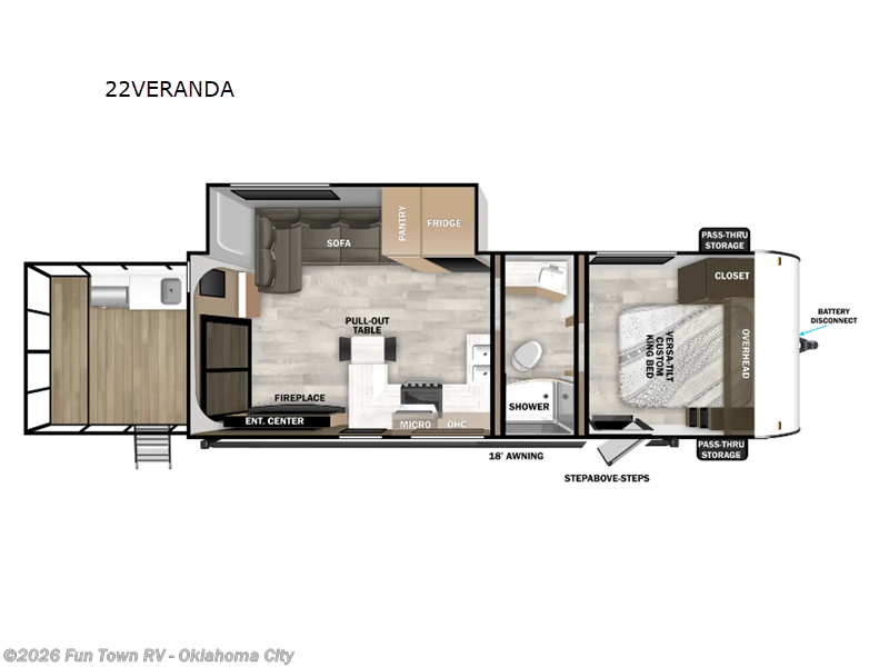 2025 Forest River Wildwood X-Lite 22VERANDA - New Travel Trailer For Sale by Fun Town RV - Oklahoma City in Oklahoma City, Oklahoma features Slideout