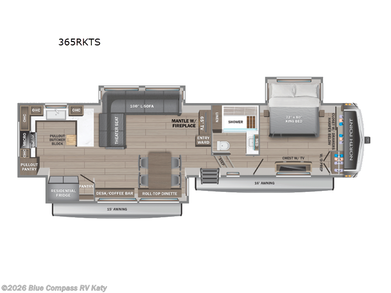 2025 Jayco North Point 365RKTS - New Fifth Wheel For Sale by Blue Compass RV Katy in Katy, Texas features Slideout