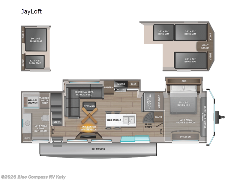 2026 Jayco Jay Flight Bungalow JayLoft - New Travel Trailer For Sale by Blue Compass RV Katy in Katy, Texas features Slideout