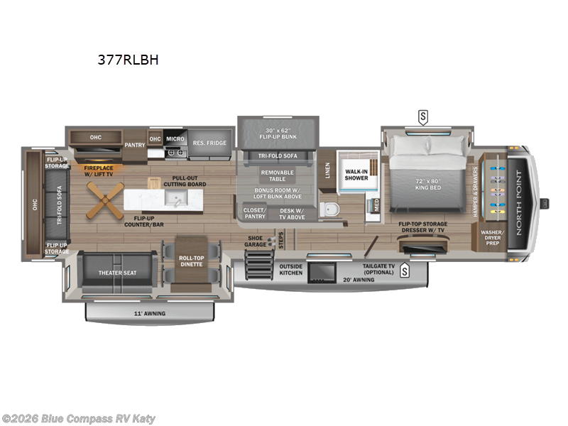 2026 Jayco North Point 377RLBH - New Fifth Wheel For Sale by Blue Compass RV Katy in Katy, Texas features Slideout