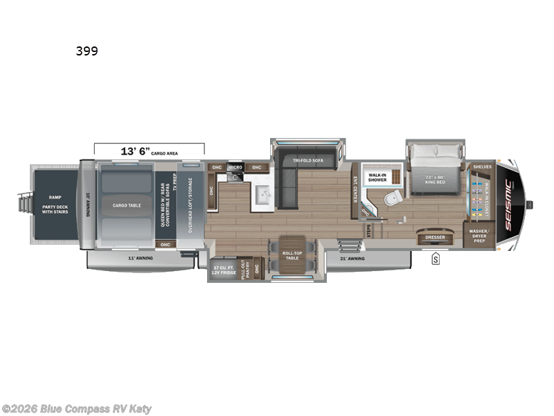 2026 Jayco Seismic 399 - New Toy Hauler For Sale by Blue Compass RV Katy in Katy, Texas features Slideout