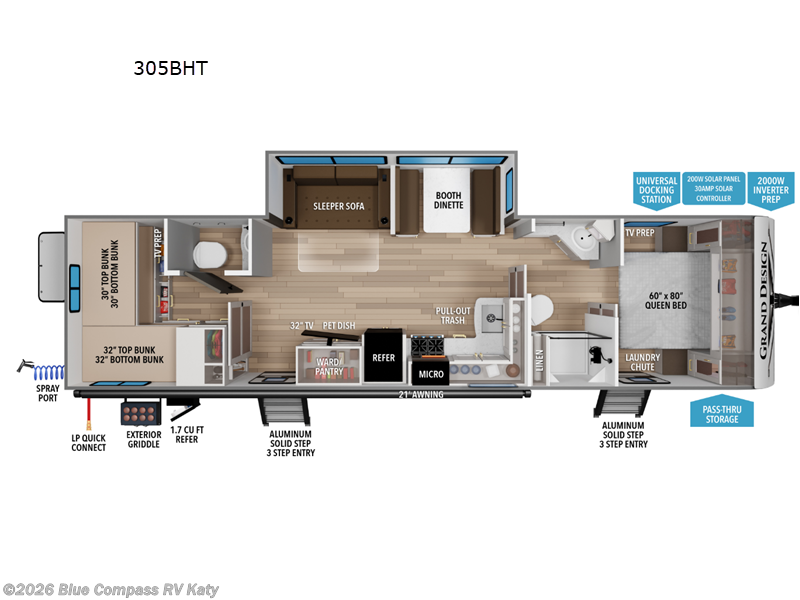 2026 Grand Design Transcend Xplor 305BHT - Used Travel Trailer For Sale by Blue Compass RV Katy in Katy, Texas features Slideout
