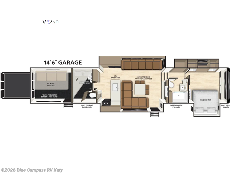 2027 Miscellaneous Axiom RV Vendetta V4250 - New Toy Hauler For Sale by Blue Compass RV Katy in Katy, Texas features Slideout