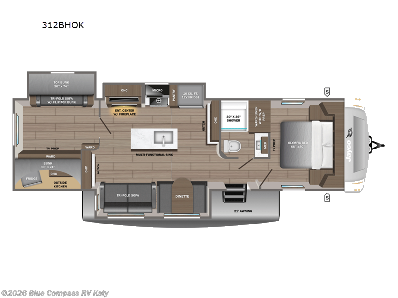 2027 Jayco Eagle 312BHOK - New Travel Trailer For Sale by Blue Compass RV Katy in Katy, Texas features Slideout