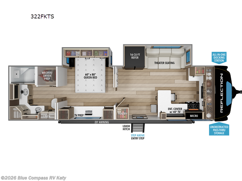 2026 Grand Design Reflection 322FKTS - Used Travel Trailer For Sale by Blue Compass RV Katy in Katy, Texas features Slideout