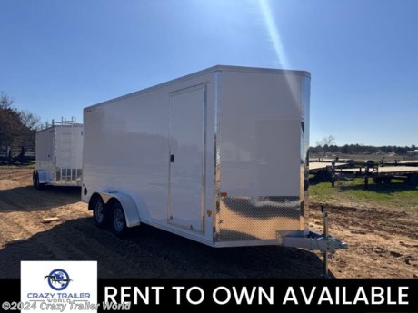 &lt;p&gt;&lt;em&gt;&lt;strong&gt;&lt;span style=&quot;color: #222222; font-family: Arial, Helvetica, sans-serif; font-size: small;&quot;&gt;Due to recent storm this trailer may have slight hail damage to roof&lt;/span&gt;&lt;/strong&gt;&lt;/em&gt;&lt;/p&gt;
&lt;p&gt;&amp;nbsp;&lt;/p&gt;
&lt;p&gt;Stock # RT001879&lt;/p&gt;
&lt;p&gt;&amp;nbsp;&lt;/p&gt;
&lt;p&gt;&lt;span style=&quot;color: #212529; font-family: &#39;Open Sans&#39;, sans-serif; font-size: 16px; text-align: justify;&quot;&gt;This trailer is for sale at Crazy Trailer World in Whitesboro, Texas. We offer Rent To Own Financing and also offer traditional financing.&lt;/span&gt;&lt;/p&gt;
&lt;p&gt;&amp;nbsp;&lt;/p&gt;
&lt;p&gt;&lt;strong&gt;&lt;span style=&quot;color: #212529; font-family: &#39;Open Sans&#39;, sans-serif; font-size: 16px; text-align: justify;&quot;&gt;Stealth C 7.4X16 All Aluminum Cargo Trailer&lt;/span&gt;&lt;/strong&gt;&lt;/p&gt;
&lt;ul&gt;
&lt;li style=&quot;box-sizing: inherit; background-repeat: no-repeat; -webkit-print-color-adjust: exact; color: rgba(0, 0, 0, 0.87); font-family: Roboto, sans-serif; font-size: 13.3333px; letter-spacing: 0.1px; white-space-collapse: preserve; hyphens: none !important;&quot;&gt;All Aluminum Construction&lt;/li&gt;
&lt;li style=&quot;box-sizing: inherit; background-repeat: no-repeat; -webkit-print-color-adjust: exact; color: rgba(0, 0, 0, 0.87); font-family: Roboto, sans-serif; font-size: 13.3333px; letter-spacing: 0.1px; white-space-collapse: preserve; hyphens: none !important;&quot;&gt;One Piece Aluminum Roof&lt;/li&gt;
&lt;li style=&quot;box-sizing: inherit; background-repeat: no-repeat; -webkit-print-color-adjust: exact; color: rgba(0, 0, 0, 0.87); font-family: Roboto, sans-serif; font-size: 13.3333px; letter-spacing: 0.1px; white-space-collapse: preserve; hyphens: none !important;&quot;&gt;2&quot; x 4&quot; Integrated Frame&lt;/li&gt;
&lt;li style=&quot;box-sizing: inherit; background-repeat: no-repeat; -webkit-print-color-adjust: exact; color: rgba(0, 0, 0, 0.87); font-family: Roboto, sans-serif; font-size: 13.3333px; letter-spacing: 0.1px; white-space-collapse: preserve; hyphens: none !important;&quot;&gt;&lt;strong&gt;16&quot; O/C Floor &amp;amp; Roof Studs&lt;/strong&gt;&lt;/li&gt;
&lt;li style=&quot;box-sizing: inherit; background-repeat: no-repeat; -webkit-print-color-adjust: exact; color: rgba(0, 0, 0, 0.87); font-family: Roboto, sans-serif; font-size: 13.3333px; letter-spacing: 0.1px; white-space-collapse: preserve; hyphens: none !important;&quot;&gt;16&quot; O/C Wall Studs&lt;/li&gt;
&lt;li style=&quot;box-sizing: inherit; background-repeat: no-repeat; -webkit-print-color-adjust: exact; color: rgba(0, 0, 0, 0.87); font-family: Roboto, sans-serif; font-size: 13.3333px; letter-spacing: 0.1px; white-space-collapse: preserve; hyphens: none !important;&quot;&gt;Box Length: 16&#39;&lt;/li&gt;
&lt;li style=&quot;box-sizing: inherit; background-repeat: no-repeat; -webkit-print-color-adjust: exact; color: rgba(0, 0, 0, 0.87); font-family: Roboto, sans-serif; font-size: 13.3333px; letter-spacing: 0.1px; white-space-collapse: preserve; hyphens: none !important;&quot;&gt;Box Width: 88&quot;&lt;/li&gt;
&lt;li style=&quot;box-sizing: inherit; background-repeat: no-repeat; -webkit-print-color-adjust: exact; color: rgba(0, 0, 0, 0.87); font-family: Roboto, sans-serif; font-size: 13.3333px; letter-spacing: 0.1px; white-space-collapse: preserve; hyphens: none !important;&quot;&gt;&lt;strong&gt;Interior Height: 85&#39;&#39; with the 6&#39;&#39; additional Height&lt;/strong&gt;&lt;/li&gt;
&lt;li style=&quot;box-sizing: inherit; background-repeat: no-repeat; -webkit-print-color-adjust: exact; color: rgba(0, 0, 0, 0.87); font-family: Roboto, sans-serif; font-size: 13.3333px; letter-spacing: 0.1px; white-space-collapse: preserve; hyphens: none !important;&quot;&gt;Rear Door Opening: 76&amp;rdquo;&lt;/li&gt;
&lt;li style=&quot;box-sizing: inherit; background-repeat: no-repeat; -webkit-print-color-adjust: exact; color: rgba(0, 0, 0, 0.87); font-family: Roboto, sans-serif; font-size: 13.3333px; letter-spacing: 0.1px; white-space-collapse: preserve; hyphens: none !important;&quot;&gt;V-Nose Construction (24&quot; Wedge)&lt;/li&gt;
&lt;li style=&quot;box-sizing: inherit; background-repeat: no-repeat; -webkit-print-color-adjust: exact; color: rgba(0, 0, 0, 0.87); font-family: Roboto, sans-serif; font-size: 13.3333px; letter-spacing: 0.1px; white-space-collapse: preserve; hyphens: none !important;&quot;&gt;Anodized Nose Cone&lt;/li&gt;
&lt;li style=&quot;box-sizing: inherit; background-repeat: no-repeat; -webkit-print-color-adjust: exact; color: rgba(0, 0, 0, 0.87); font-family: Roboto, sans-serif; font-size: 13.3333px; letter-spacing: 0.1px; white-space-collapse: preserve; hyphens: none !important;&quot;&gt;24&quot; Stone Guard&lt;/li&gt;
&lt;li style=&quot;box-sizing: inherit; background-repeat: no-repeat; -webkit-print-color-adjust: exact; color: rgba(0, 0, 0, 0.87); font-family: Roboto, sans-serif; font-size: 13.3333px; letter-spacing: 0.1px; white-space-collapse: preserve; hyphens: none !important;&quot;&gt;2000# Center Jack&lt;/li&gt;
&lt;li style=&quot;box-sizing: inherit; background-repeat: no-repeat; -webkit-print-color-adjust: exact; color: rgba(0, 0, 0, 0.87); font-family: Roboto, sans-serif; font-size: 13.3333px; letter-spacing: 0.1px; white-space-collapse: preserve; hyphens: none !important;&quot;&gt;Axles: 2-3500# Torsion Braked Zero Degree&lt;/li&gt;
&lt;li style=&quot;box-sizing: inherit; background-repeat: no-repeat; -webkit-print-color-adjust: exact; color: rgba(0, 0, 0, 0.87); font-family: Roboto, sans-serif; font-size: 13.3333px; letter-spacing: 0.1px; white-space-collapse: preserve; hyphens: none !important;&quot;&gt;GVWR: 7000#&lt;/li&gt;
&lt;li style=&quot;box-sizing: inherit; background-repeat: no-repeat; -webkit-print-color-adjust: exact; color: rgba(0, 0, 0, 0.87); font-family: Roboto, sans-serif; font-size: 13.3333px; letter-spacing: 0.1px; white-space-collapse: preserve; hyphens: none !important;&quot;&gt;15&quot; Silver Mods 205/75R15&lt;/li&gt;
&lt;li style=&quot;box-sizing: inherit; background-repeat: no-repeat; -webkit-print-color-adjust: exact; color: rgba(0, 0, 0, 0.87); font-family: Roboto, sans-serif; font-size: 13.3333px; letter-spacing: 0.1px; white-space-collapse: preserve; hyphens: none !important;&quot;&gt;Rear Ramp w/ Spring Assist and Aluminum Hardware&lt;/li&gt;
&lt;li style=&quot;box-sizing: inherit; background-repeat: no-repeat; -webkit-print-color-adjust: exact; color: rgba(0, 0, 0, 0.87); font-family: Roboto, sans-serif; font-size: 13.3333px; letter-spacing: 0.1px; white-space-collapse: preserve; hyphens: none !important;&quot;&gt;Extra-Wide Rear Bulkhead w/ Slimline Stop/Turn/Tail Lights (84&amp;rdquo; Opening)&lt;/li&gt;
&lt;li style=&quot;box-sizing: inherit; background-repeat: no-repeat; -webkit-print-color-adjust: exact; color: rgba(0, 0, 0, 0.87); font-family: Roboto, sans-serif; font-size: 13.3333px; letter-spacing: 0.1px; white-space-collapse: preserve; hyphens: none !important;&quot;&gt;&lt;strong&gt;32&quot; x 78&quot; Side Access Door w/ Paddle Handle &amp;amp; Piano Hinge&lt;/strong&gt;&lt;/li&gt;
&lt;li style=&quot;box-sizing: inherit; background-repeat: no-repeat; -webkit-print-color-adjust: exact; color: rgba(0, 0, 0, 0.87); font-family: Roboto, sans-serif; font-size: 13.3333px; letter-spacing: 0.1px; white-space-collapse: preserve; hyphens: none !important;&quot;&gt;Plastic Salem Vents&lt;/li&gt;
&lt;li style=&quot;box-sizing: inherit; background-repeat: no-repeat; -webkit-print-color-adjust: exact; color: rgba(0, 0, 0, 0.87); font-family: Roboto, sans-serif; font-size: 13.3333px; letter-spacing: 0.1px; white-space-collapse: preserve; hyphens: none !important;&quot;&gt;(2) Dome Lights w/ Switch&lt;/li&gt;
&lt;li style=&quot;box-sizing: inherit; background-repeat: no-repeat; -webkit-print-color-adjust: exact; color: rgba(0, 0, 0, 0.87); font-family: Roboto, sans-serif; font-size: 13.3333px; letter-spacing: 0.1px; white-space-collapse: preserve; hyphens: none !important;&quot;&gt;Exterior LED Lighting&lt;/li&gt;
&lt;li style=&quot;box-sizing: inherit; background-repeat: no-repeat; -webkit-print-color-adjust: exact; color: rgba(0, 0, 0, 0.87); font-family: Roboto, sans-serif; font-size: 13.3333px; letter-spacing: 0.1px; white-space-collapse: preserve; hyphens: none !important;&quot;&gt;3/8&quot; Water Resistant Walls&lt;/li&gt;
&lt;li style=&quot;box-sizing: inherit; background-repeat: no-repeat; -webkit-print-color-adjust: exact; color: rgba(0, 0, 0, 0.87); font-family: Roboto, sans-serif; font-size: 13.3333px; letter-spacing: 0.1px; white-space-collapse: preserve; hyphens: none !important;&quot;&gt;3/4&quot; Water Resistant Decking&lt;/li&gt;
&lt;li style=&quot;box-sizing: inherit; background-repeat: no-repeat; -webkit-print-color-adjust: exact; color: rgba(0, 0, 0, 0.87); font-family: Roboto, sans-serif; font-size: 13.3333px; letter-spacing: 0.1px; white-space-collapse: preserve; hyphens: none !important;&quot;&gt;Interior Cove Trim&lt;/li&gt;
&lt;li style=&quot;box-sizing: inherit; background-repeat: no-repeat; -webkit-print-color-adjust: exact; color: rgba(0, 0, 0, 0.87); font-family: Roboto, sans-serif; font-size: 13.3333px; letter-spacing: 0.1px; white-space-collapse: preserve; hyphens: none !important;&quot;&gt;2-5/16&quot; Coupler w/ Safety Chains&lt;/li&gt;
&lt;li style=&quot;box-sizing: inherit; background-repeat: no-repeat; -webkit-print-color-adjust: exact; color: rgba(0, 0, 0, 0.87); font-family: Roboto, sans-serif; font-size: 13.3333px; letter-spacing: 0.1px; white-space-collapse: preserve; hyphens: none !important;&quot;&gt;.030 Screwless Skin, Bonded on Seams&lt;/li&gt;
&lt;li style=&quot;box-sizing: inherit; background-repeat: no-repeat; -webkit-print-color-adjust: exact; color: rgba(0, 0, 0, 0.87); font-family: Roboto, sans-serif; font-size: 13.3333px; letter-spacing: 0.1px; white-space-collapse: preserve; hyphens: none !important;&quot;&gt;3&quot; Exterior Trim&lt;/li&gt;
&lt;li style=&quot;box-sizing: inherit; background-repeat: no-repeat; -webkit-print-color-adjust: exact; color: rgba(0, 0, 0, 0.87); font-family: Roboto, sans-serif; font-size: 13.3333px; letter-spacing: 0.1px; white-space-collapse: preserve; hyphens: none !important;&quot;&gt;4-Year Limited Warranty&lt;/li&gt;
&lt;li class=&quot;attn&quot; style=&quot;box-sizing: inherit; background-repeat: no-repeat; -webkit-print-color-adjust: exact; font-weight: bold; font-family: Roboto, sans-serif; font-size: 13.3333px; letter-spacing: 0.1px; white-space-collapse: preserve; hyphens: none !important; color: red !important;&quot;&gt;SIDE DOOR: CURBSIDE FRONT&lt;/li&gt;
&lt;li class=&quot;attn&quot; style=&quot;box-sizing: inherit; background-repeat: no-repeat; -webkit-print-color-adjust: exact; font-weight: bold; font-family: Roboto, sans-serif; font-size: 13.3333px; letter-spacing: 0.1px; white-space-collapse: preserve; hyphens: none !important; color: red !important;&quot;&gt;COLOR: WHITE&lt;/li&gt;
&lt;/ul&gt;
&lt;p&gt;&amp;nbsp;&lt;/p&gt;
&lt;p&gt;&lt;span style=&quot;color: #212529; font-family: &#39;Open Sans&#39;, sans-serif; font-size: 16px; text-align: justify;&quot;&gt;Please contact us to verify that this trailer is still available. All prices are subject to Tax, Title, Plates &amp;amp; Doc Fees. All Trailers are discounted for Cash or Finance Price ! We charge a convenience fee on credit card purchases. Crazy Trailer World Of Whitesboro Texas is located near Dallas Texas, Gainesville Texas, Sherman Texas, Denison Texas, Denton Texas, Little Elm Texas, Frisco Texas, Corinth Texas, Ardmore Oklahoma, Durant Oklahoma, The Colony Texas, Highland Village Texas, Allen Texas, Bonham Texas, Lewisville Texas, Plano Texas, Paris Texas, Wichita Falls Texas, Oklahoma City Oklahoma, Trenton Texas. Come see us for the best deal on Dump Trailers, Equipment Trailers, Flatbed Trailers, Skidloader Trailers, Tiltbed Trailer, Bobcat Trailer, Farm Trailer, Trash Trailer, Cleanup Trailer, Hotshot Trailer, Gooseneck Trailer, Trailor, Load Trail Trailers for sale, Utility Trailer, ATV Trailer, UTV Trailer, Side X Side Trailer, SXS Trailer, Mower Trailer, Truck Beds, Truck Flatbeds, Tank Trailers, Hydraulic Dovetail Trailers, MAX Ramp Trailer, Ramp Trailer, Deckover Trailer, Pintle Trailer, Construction Trailer, Contractor Trailer, Jeep Trailers, Buggy Hauler Trailers, Scissor Lift Trailers, Used Trailer, Car Hauler, Car Trailers, Lawncare Trailers, Landscape Trailers, Low Pro Trailers, Backhoe Trailers, Golf Cart Trailers, Side Load Trailers, Tall Sided Dump Trailer for sale, 3&#39; Tall Side Dump Trailer, 4&#39; tall side dump trailer, gooseneck dump trailer, fold down side dump trailers. We are also a Aluma Aluminum Trailer Dealer. We have Aluminum Trailers for sale in Texas.&lt;/span&gt;&lt;/p&gt;
&lt;p&gt;&amp;nbsp;&lt;/p&gt;
&lt;p&gt;&lt;span style=&quot;color: #212529; font-family: &#39;Open Sans&#39;, sans-serif; font-size: 16px; text-align: justify;&quot;&gt;&lt;span style=&quot;color: #212529; font-family: Open Sans, sans-serif;&quot;&gt;&lt;span style=&quot;font-size: 16px;&quot;&gt;Crazy Trailer World is not responsible for any Typos, Errors or misprints.&lt;/span&gt;&lt;/span&gt;&lt;/span&gt;&lt;/p&gt;