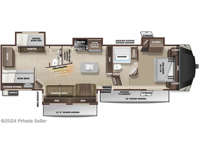 2021 Highland Ridge Mesa Ridge MF374BHS floorplan image