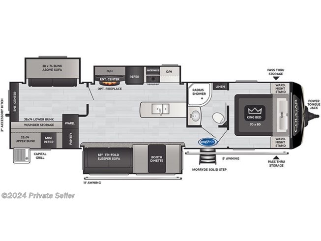 2021 Keystone Cougar Half-Ton 34TSB floorplan image
