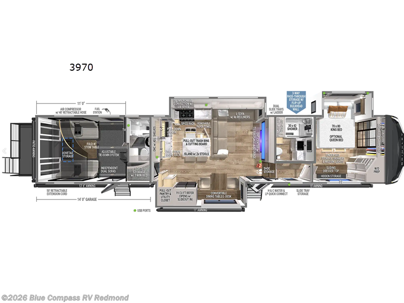 2026 Brinkley RV Model G 3970 - New Toy Hauler For Sale by Blue Compass RV Redmond in Redmond, Oregon features Slideout